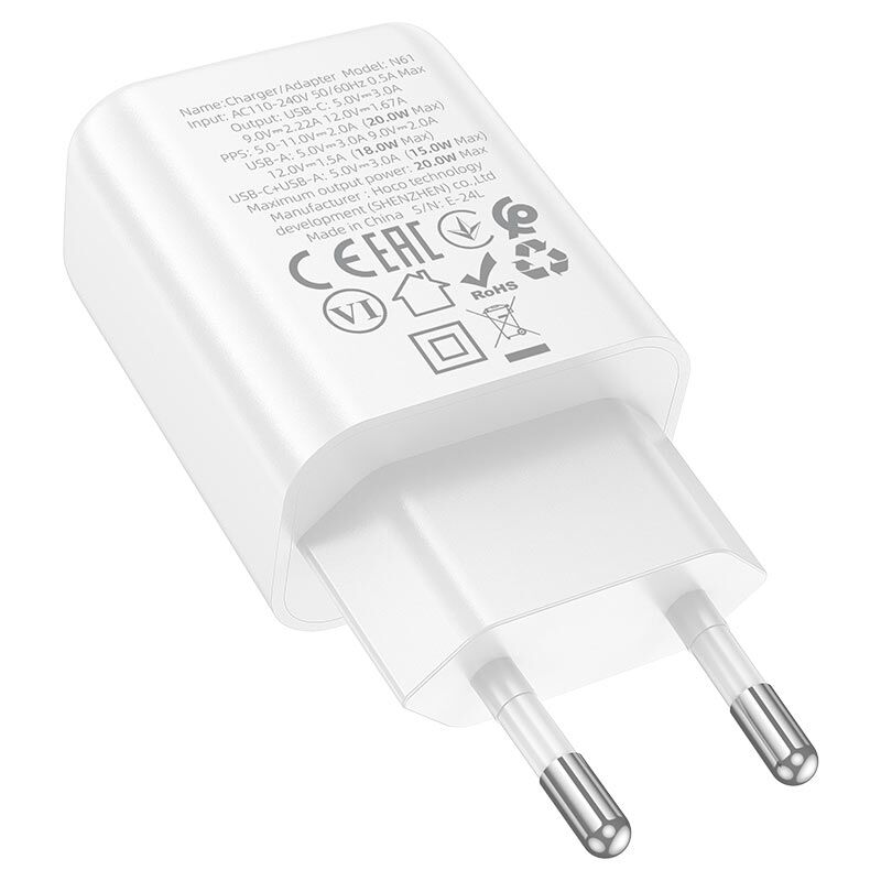 hoco-n61-gentle-pd20w-qc3-wall-charger-eu-plug
